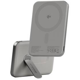 Powerbanka PanzerGlass empower Qi2 5000 mAh, MagSafe, KickStand šedá barva

