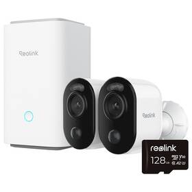 IP kamera Reolink 2x Argus Series B310 + Hub 1 + 128GB microSD karta bílá

