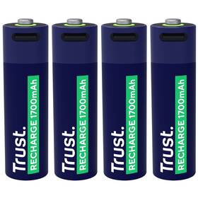 Baterie nabíjecí Trust AA, USB-C, 4ks 
