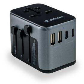Cestovní adaptér Verbatim UTA-03 s 1 x USB-C PD 30W & QC 3.0 / 2 x USB-C / 2 x USB-A černý

