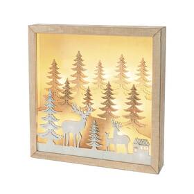 LED dekorace Solight 3D dřevěná,12x LED, 2x AA, (25cm) dřevo

