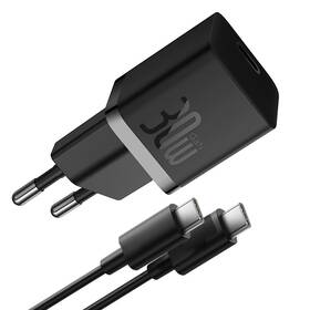 Nabíječka do sítě Baseus GaN5 30W USB-C 100W, USB-C kabel 1 m černá

