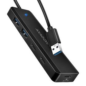 USB Hub Axagon Travel USB-A, 2x USB-A + 2x USB-C černý

