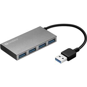USB Hub Sandberg USB 3.0 Pocket Hub 4-port stříbrný

