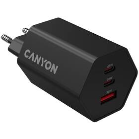 Nabíječka do sítě Canyon HEXAGON 65 GaN 65W 2x USB-C/1xUSB-A černá

