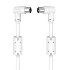 Koaxiální kabel Hama 90 dB, kolmé konektory, 10m bílý


