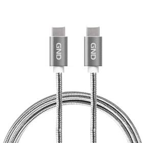 Kabel GND USB-C/USB-C 3.1, PD, 2m, opletený šedý

