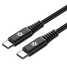 Kabel Celly USB-C/USB-C, opletený, 100 W, 2 m černý

