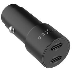 Adaptér do auta FIXED 2xUSB-C, PD 3.0, 65 W černý

