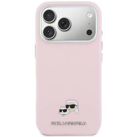 Kryt na mobil Karl Lagerfeld PU Karl and Choupette Heads Pins MagSafe na Apple iPhone 17 Pro Max růžový

