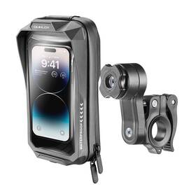Držák na mobil Interphone QUIKLOX, univerzální voděodolné pouzdro na mobilní telefony Waterproof, max. 7" + úchyt na řídítka černý

