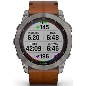 Chytré hodinky Garmin fenix 7X Sapphire Solar Style - Titan/ Brown Leather Band (010-02541-19)