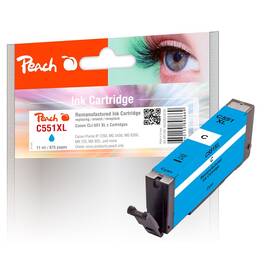 Inkoustová náplň Peach Canon CLI-551XL, 875 stran azurová

