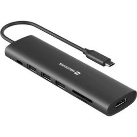 USB Hub Swissten 7-in-1 USB-C PD 100W černý

