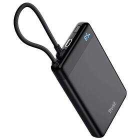 Powerbanka Trust Fiera, 10000 mAh, s kabelem, 2x USB-C černá


