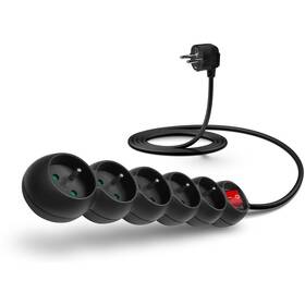 Kabel prodlužovací Connect IT 5x zásuvka, s vypínačem, 2m černý

