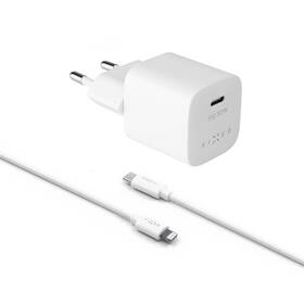 Nabíječka do sítě FIXED Mini 1x USB-C PD 30W + Lightning MFI kabel 1m bílá barva
