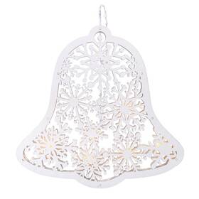 LED dekorace Solight dřevěný vánoční zvoneček, 9x LED, bílá, 30cm, časovač, 2x AA 

