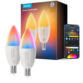 Chytrá žárovka Govee E14, RGBWW, 5W-50W, 450lm, Long Life, Matter (2 ks) bílá

