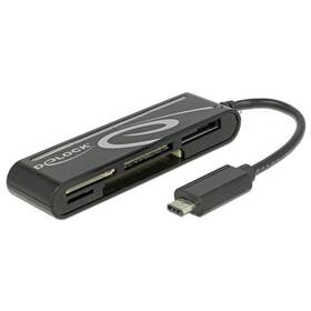 Čtečka paměťových karet DeLock USB-C/SD, micro SD, xD, MS, CF černá

