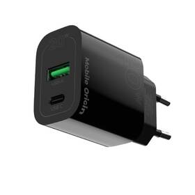 Nabíječka do sítě Mobile Origin PD20W MO12, 1x USB-A, 1x USB-C černá

