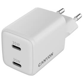 Nabíječka do sítě Canyon GaN 2xUSB-C 35 W bílá

