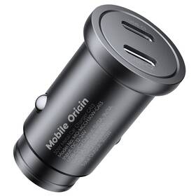 Adaptér do auta Mobile Origin Metal 30W, 2x USB-C černý

