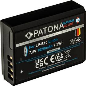 Baterie PATONA pro foto Canon LP-E10 1020mAh Li-Ion Platinum, USB-C černá

