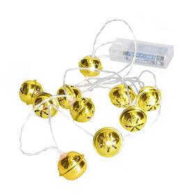 Vánoční osvětlení Solight řetěz - rolničky, 10x LED, zlatá, 1,5m, 2x AA 

