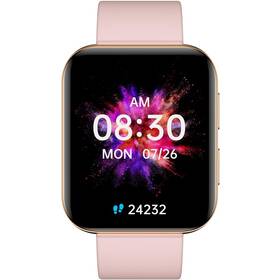 Chytré hodinky Garett GRC STYLE - zlaté s růžovým silikonovým řemínkem 
