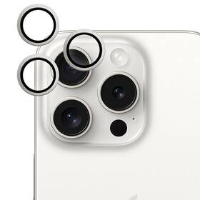 Ochranné sklo čočky fotoaparátu Epico Aluminium Lens Protector na Apple iPhone 15 Pro/15 Pro Max stříbrné

