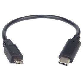 Kabel PremiumCord USB-C/Micro USB, 20 cm černý

