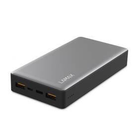 Powerbanka LAMAX 20 000 mAh, USB-C PD, QC 3.0 stříbrná barva
