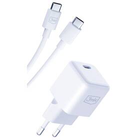 Nabíječka do sítě 3mk Hyper USB-C 25W PD + USB-C kabel bílá

