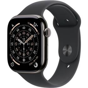 Chytré hodinky Apple GPS + Cellular 46mm břidlicově šedý titan - černý sportovní řemínek - S/M 

