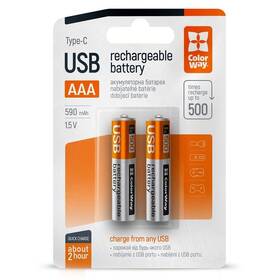 Baterie nabíjecí ColorWay AAA, 590mAh, USB port, 1.5V, 2ks v balení 


