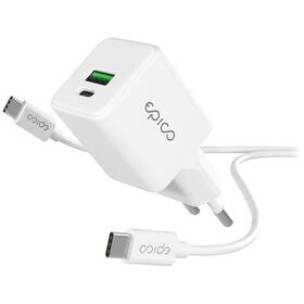 Nabíječka do sítě Epico UltraBoost GaN 20W 1x USB-A/1x USB-C + kabel bílá

