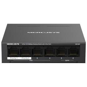 Switch Mercusys MS106P 6-Port FE (4-Port PoE+ 67W) černý

