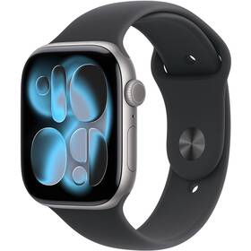Chytré hodinky Apple GPS 46mm vesmírně šedý hliník - černý sportovní řemínek - M/L 
