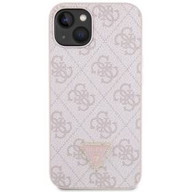 Kryt na mobil Guess 4G Strass Triangle Metal Logo na Apple iPhone 15 růžový

