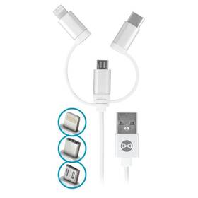Kabel Forever 3v1, USB/Micro USB + Lightning + USB-C, 1m bílá barva
