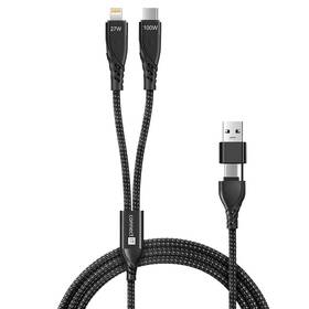 Kabel Connect IT Wirez 4in1 1x USB-C, 1x Lightning, 1,25 m černý

