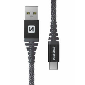 Kabel Swissten ARAMID REINFORCED USB/USB-C, 1,5 m antracitový

