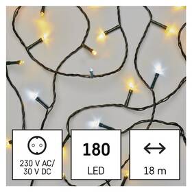 Vánoční osvětlení EMOS 180 LED řetěz, 18 m, venkovní i vnitřní, teplá/studená bílá, časovač 


