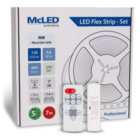 LED pásek McLED s ovládáním Nano - sada 7 m - Professional, 120 LED/m, NW, 880 lm/m, vodič 3 m 

