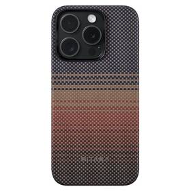 Kryt na mobil Pitaka MagEZ 4 sunset na Apple Iphone 15 Pro černý/oranžový

