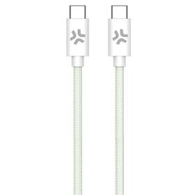 Kabel Celly USB-C/USB-C, opletený (bavlněný), 60 W, 1,5 m zelený

