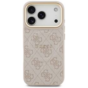 Kryt na mobil Guess PU Leather 4G Gold Frame MagSafe na Apple iPhone 17 Pro růžový

