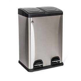 Odpadkový koš na tříděný odpad BRILANZ SAVERY 40 l (2 x 20 l) černý/nerez

