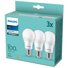 Žárovka LED Philips klasik, 13W, E27, studená bílá (3ks) 

